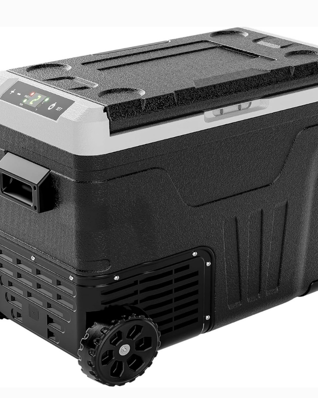 Przenośna lodówka z zamrażarką, dwustrefowym chłodzeniem i kółkami – lodówka samochodowa 53QT 12V do kempingu i podróży 2