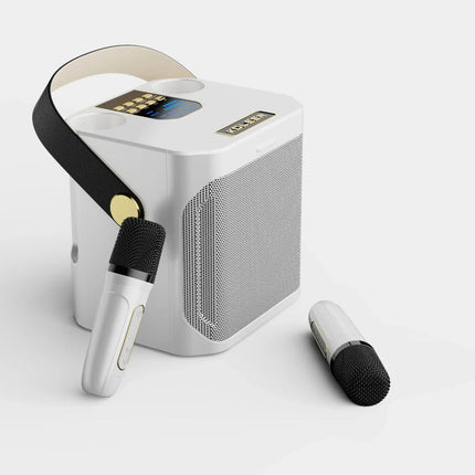 Przenośny Głośnik Karaoke Bluetooth z Dźwiękiem 360° i Dwoma Mikrofonami Bezprzewodowymi 4