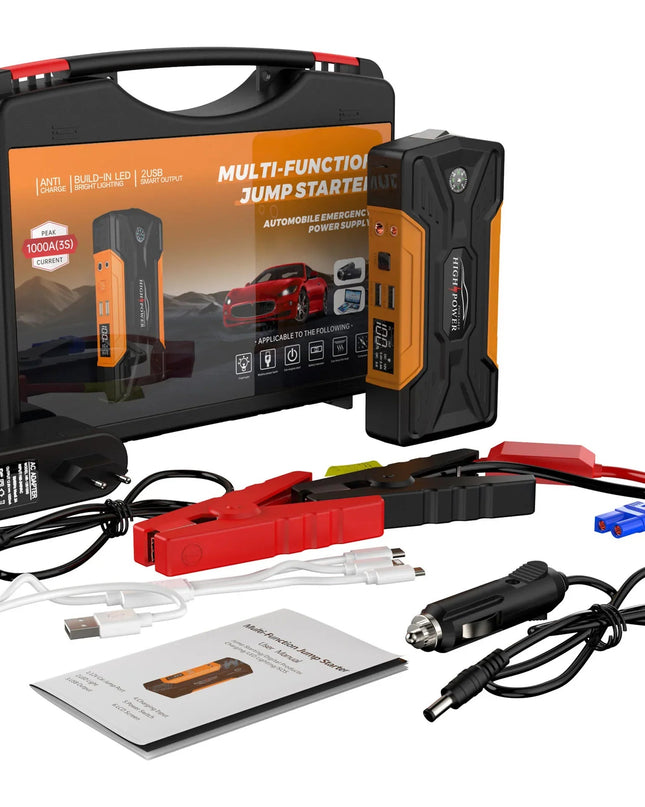 Przenośny Zestaw Awaryjnego Rozruchu 12V z Pompą i Power Bankiem 30000mAh – Kompaktowy i Lekki Zestaw do Uruchamiania Pojazdów 1