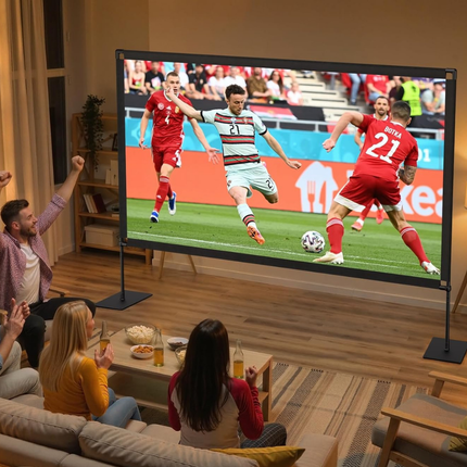 Przenośny ekran projekcyjny ze stojakiem do użytku na zewnątrz – rozdzielczość 4K HD, szeroki kąt widzenia 160°, łatwa konfiguracja 1