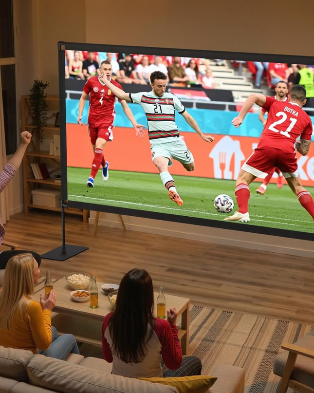 Przenośny ekran projekcyjny ze stojakiem do użytku na zewnątrz – rozdzielczość 4K HD, szeroki kąt widzenia 160°, łatwa konfiguracja 1