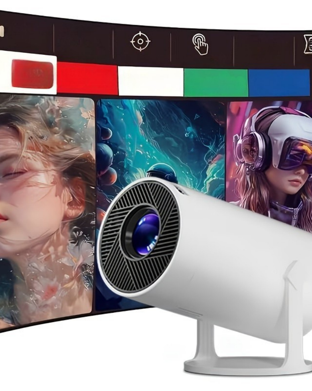 Przenośny miniprojektor z obsługą rozdzielczości 1080P HD i 4K – bezprzewodowa łączność Bluetooth w domu i w podróży 0