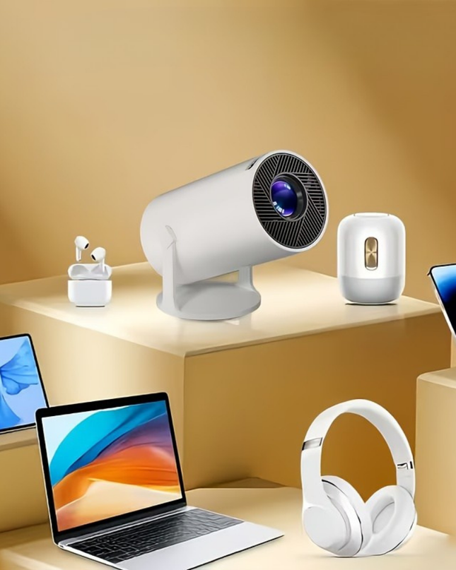 Przenośny miniprojektor z obsługą rozdzielczości 1080P HD i 4K – bezprzewodowa łączność Bluetooth w domu i w podróży 1