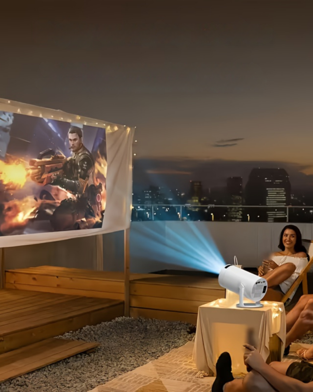 Przenośny miniprojektor z obsługą rozdzielczości 1080P HD i 4K – bezprzewodowa łączność Bluetooth w domu i w podróży 2