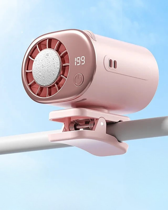 Przenośny wentylator USB z klipsem, regulowanym przepływem powietrza i osłoną z siatki – idealne rozwiązanie chłodzące w podróży 3