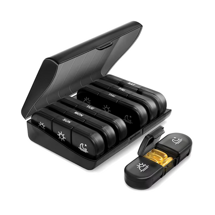 Pudełko na Pigułki z Harmonogramem Tygodniowym – Przezroczyste z Kolorowymi Przegródkami, 7 Sekcji do Suplementów 0