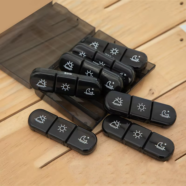 Pudełko na Pigułki z Harmonogramem Tygodniowym – Przezroczyste z Kolorowymi Przegródkami, 7 Sekcji do Suplementów 2