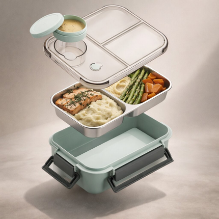 Pudełko na lunch Bento ze stali nierdzewnej z izolowanymi przegródkami – szczelna konstrukcja dla zorganizowanych posiłków 1