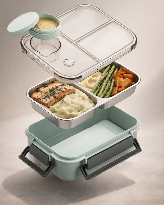 Pudełko na lunch Bento ze stali nierdzewnej z izolowanymi przegródkami – szczelna konstrukcja dla zorganizowanych posiłków 1