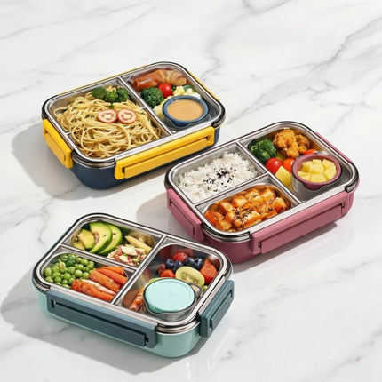 Pudełko na lunch Bento ze stali nierdzewnej z izolowanymi przegródkami – szczelna konstrukcja dla zorganizowanych posiłków 3