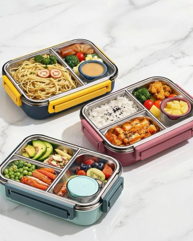 Pudełko na lunch Bento ze stali nierdzewnej z izolowanymi przegródkami – szczelna konstrukcja dla zorganizowanych posiłków 3