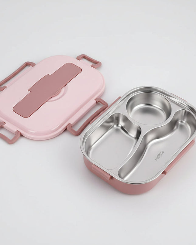 Pudełko na lunch Bento ze stali nierdzewnej z konstrukcją szczelną i 4 przegrodami – idealne na wędrówki i podróże 6