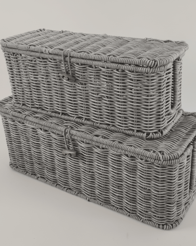 Pudełko z organizerem na kable z pokrywką do przechowywania w domu i biurze – Woven Style Design 0