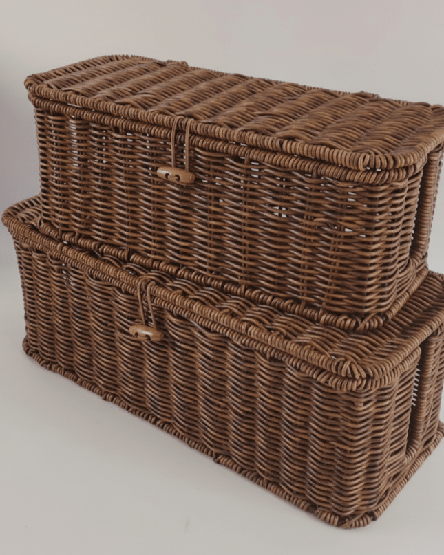 Pudełko z organizerem na kable z pokrywką do przechowywania w domu i biurze – Woven Style Design 2