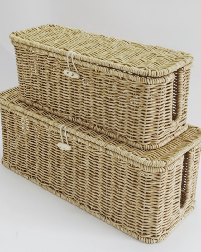Pudełko z organizerem na kable z pokrywką do przechowywania w domu i biurze – Woven Style Design 4