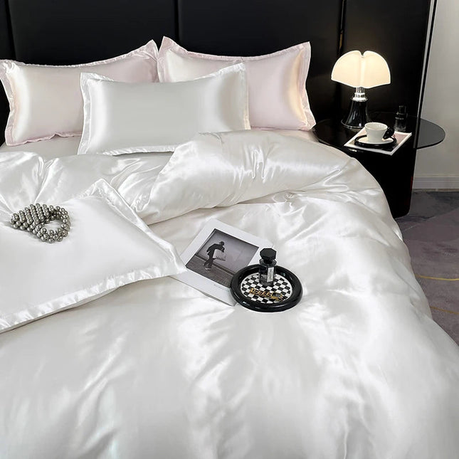 PureSilk Luxe – biały komplet pościeli satynowej 3