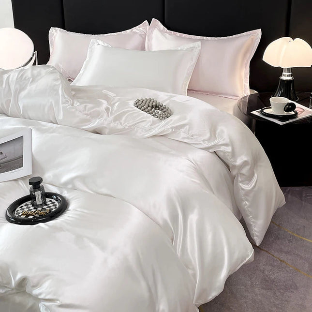 PureSilk Luxe – biały komplet pościeli satynowej 4