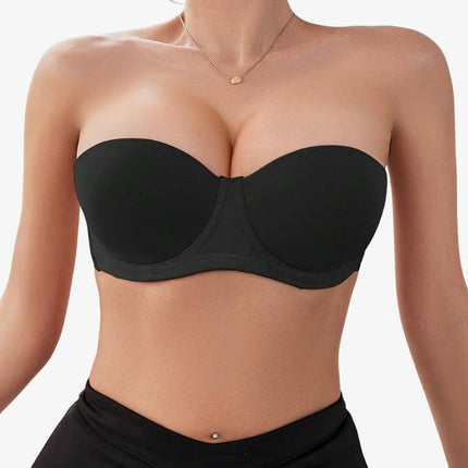 Push-up Biustonosz Bez Ramiączek - Niewidoczny Half Cup z Antypoślizgową Technologią 0
