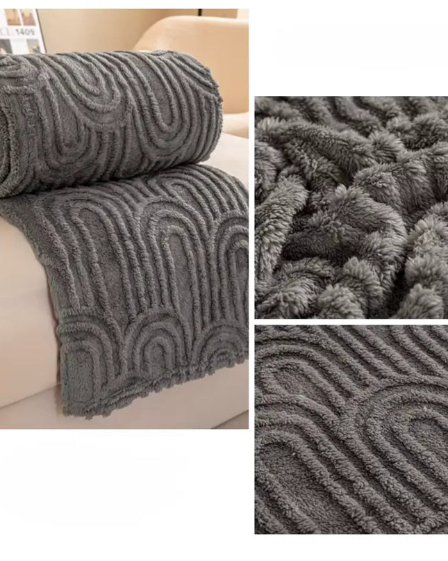 Puszysty Koc Polarowy w Kratę – Ultra Miękki, Elegancki, Ciepły Kocyk Polarowy do Domu i Podróży 7