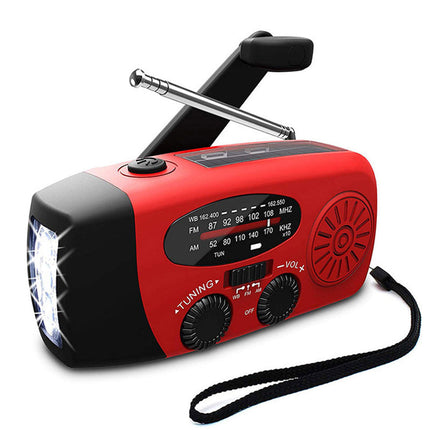 Radio awaryjne z korbką i zasilaniem solarnym – FM/AM, latarka, powerbank 2000 mAh, konstrukcja odporna na warunki atmosferyczne 0
