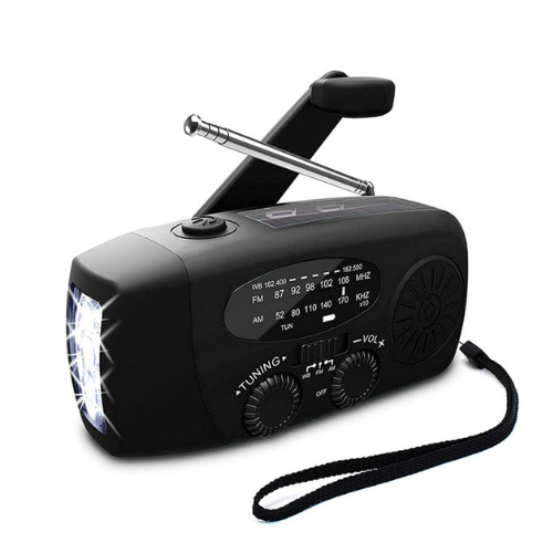 Radio awaryjne z korbką i zasilaniem solarnym – FM/AM, latarka, powerbank 2000 mAh, konstrukcja odporna na warunki atmosferyczne 1