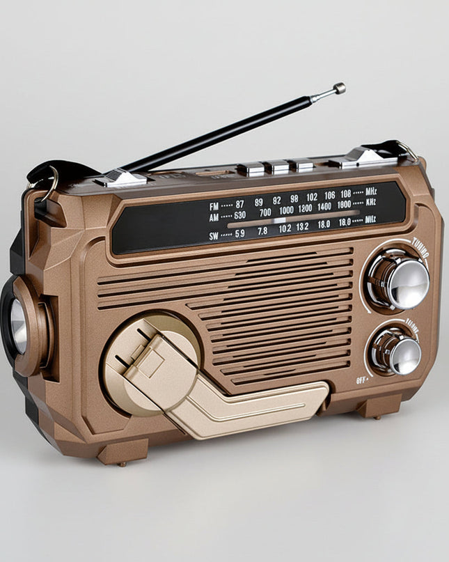 Radio awaryjne zasilane energią słoneczną z korbką i Bluetooth – kompaktowe urządzenie wielofunkcyjne z latarką 0