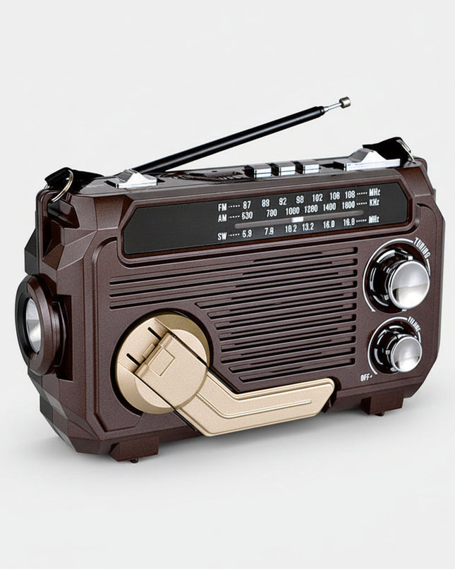 Radio awaryjne zasilane energią słoneczną z korbką i Bluetooth – kompaktowe urządzenie wielofunkcyjne z latarką 1