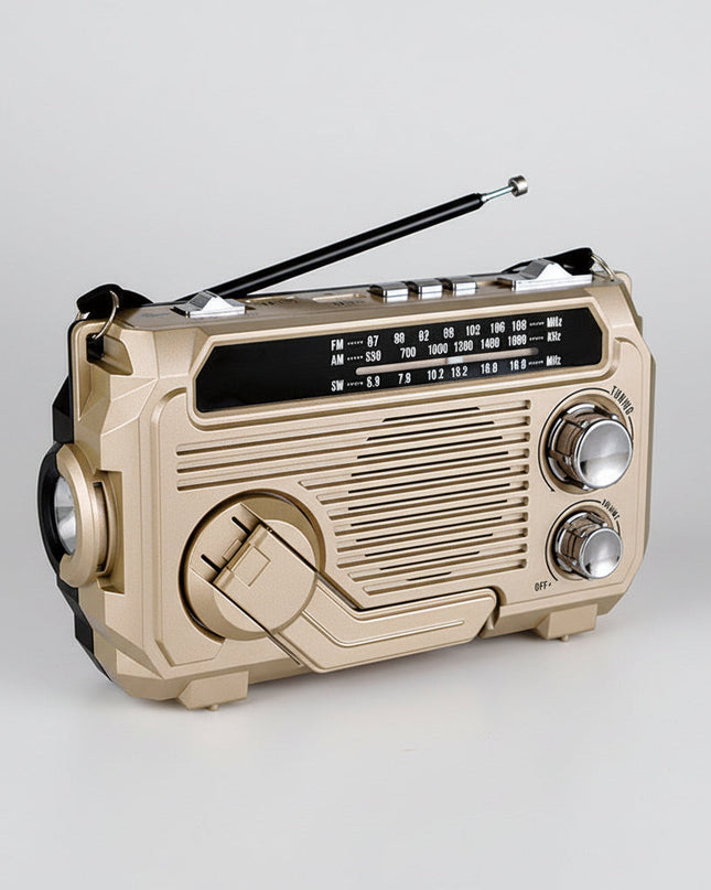 Radio awaryjne zasilane energią słoneczną z korbką i Bluetooth – kompaktowe urządzenie wielofunkcyjne z latarką 2