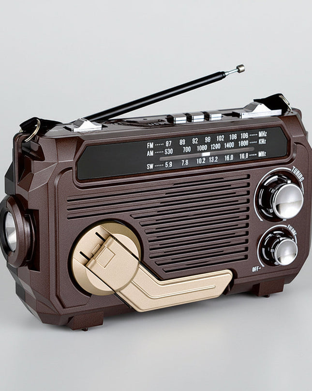 Radio awaryjne zasilane energią słoneczną z korbką i Bluetooth – kompaktowe urządzenie wielofunkcyjne z latarką 3