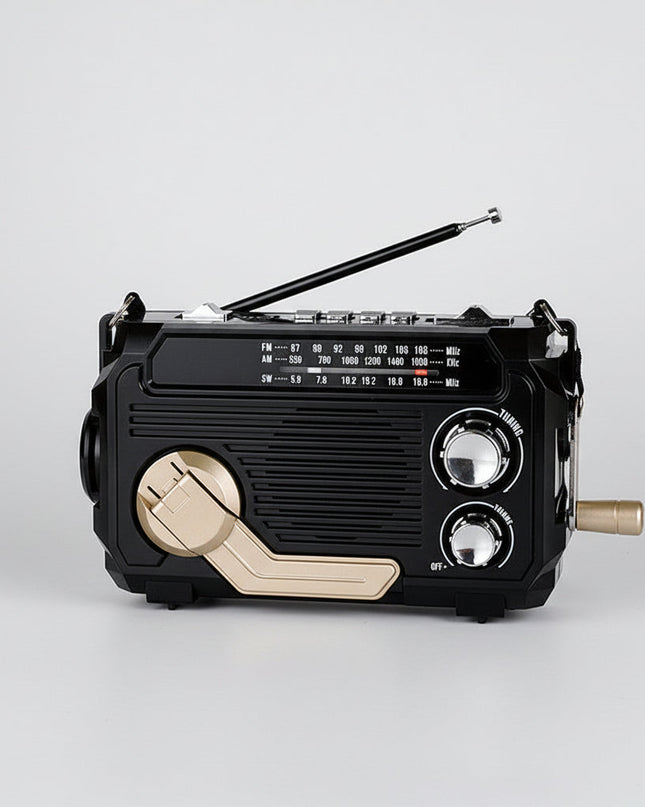 Radio awaryjne zasilane energią słoneczną z korbką i Bluetooth – kompaktowe urządzenie wielofunkcyjne z latarką 6