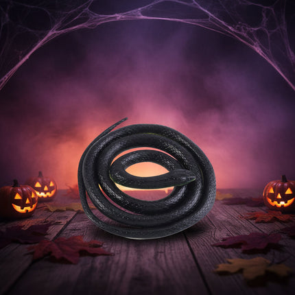 Realistyczna czarna zabawka wąż z miękkiej gumy na Halloween, 130 cm długości, idealna jako re 0