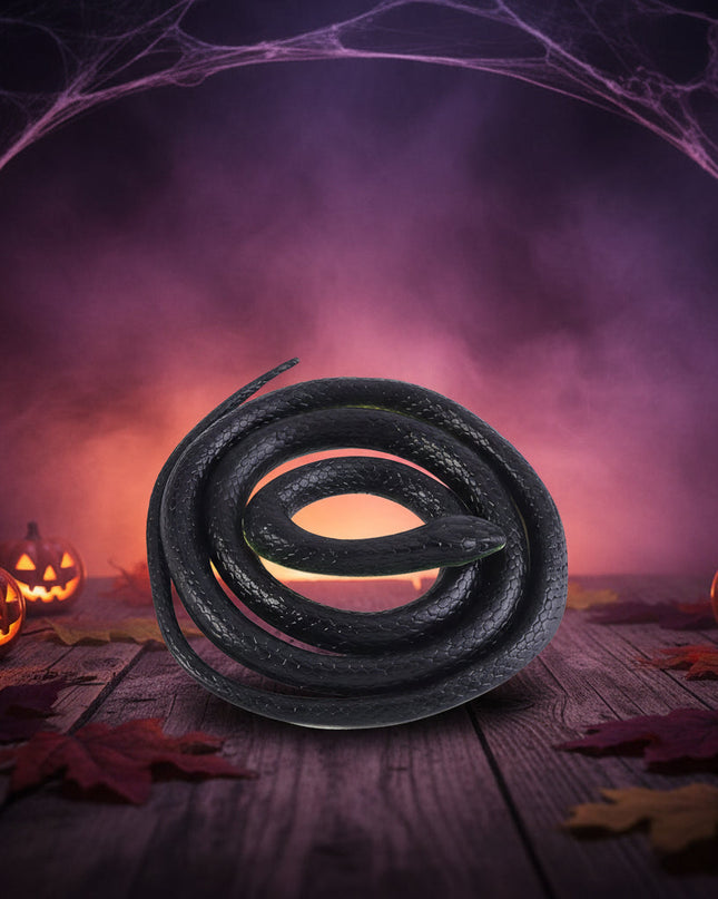 Realistyczna czarna zabawka wąż z miękkiej gumy na Halloween, 130 cm długości, idealna jako re 0