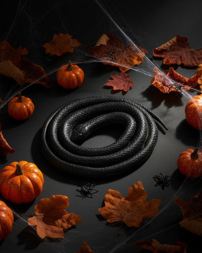 Realistyczna czarna zabawka wąż z miękkiej gumy na Halloween, 130 cm długości, idealna jako re 2