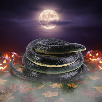 Realistyczna czarna zabawka wąż z miękkiej gumy na Halloween, 130 cm długości, idealna jako re 5