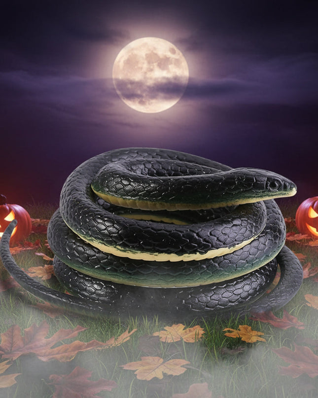 Realistyczna czarna zabawka wąż z miękkiej gumy na Halloween, 130 cm długości, idealna jako re 5