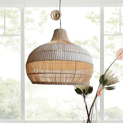 Ręcznie Tkana Lampa Wisząca z Rattanu do Kuchni – Naturalny Styl, Regulowana Długość Zawieszenia 0