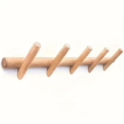 Regał ścienny z litego dębu w minimalistycznym skandynawskim designie, z haczykowym system 3