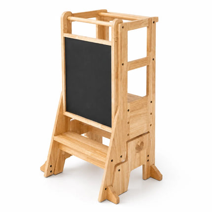 Regulowana drewniana wieża edukacyjna 3 w 1 z konstrukcją Montessori, idealna do nauki i zabawy 1