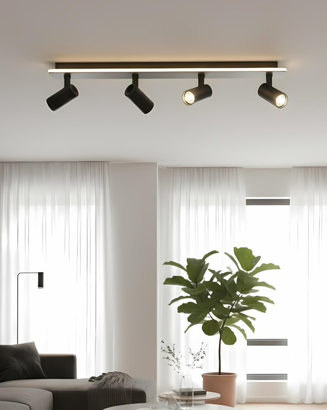 Regulowana lampa sufitowa LED z ciepłym białym światłem – nowoczesny design industrialny, wykończenie metalowe 2