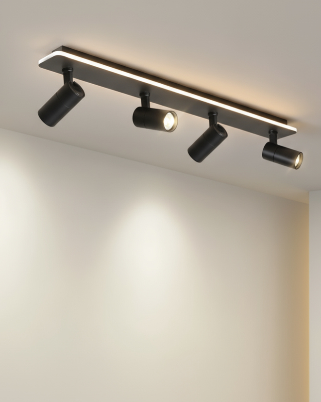 Regulowana lampa sufitowa LED z ciepłym białym światłem – nowoczesny design industrialny, wykończenie metalowe 3