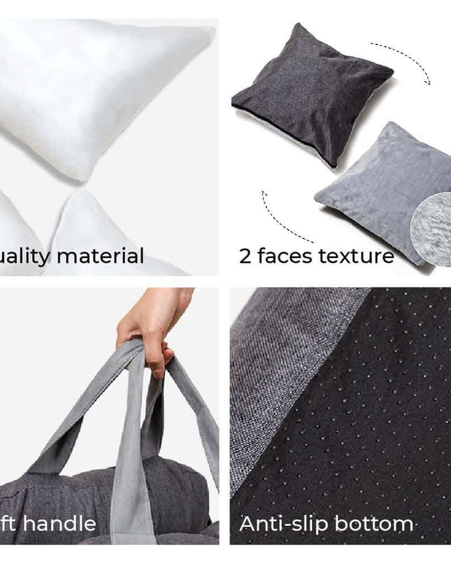 Regulowane Legowisko dla Psa z Zmywalnym Pokrowcem – Wygodne i Bezpieczne w Podróży, Antypoślizgowy Spód, Dwustronna Poduszka 5