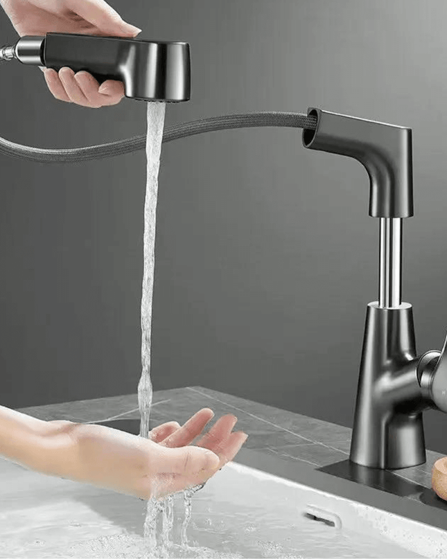 Regulowany Kran Kuchenny z Wyciąganym Wężem 60 cm – Stal Nierdzewna, Nowoczesny Design, Tryby Wypływu Wody 5