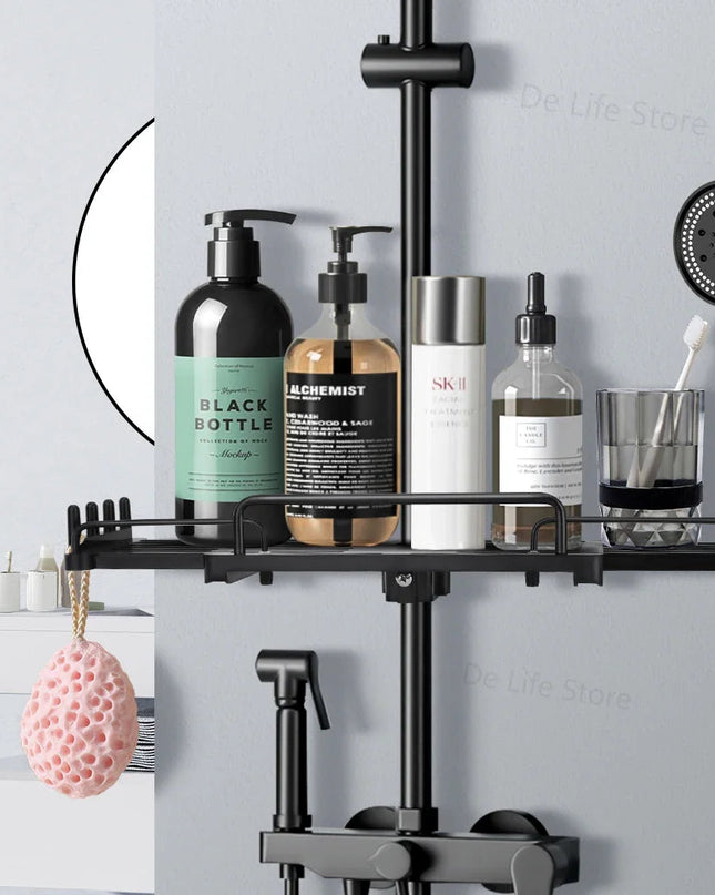 Regulowany Stojak na Wannę z Miejscem na Książki i Napoje – Wodoodporny Czarny i Biały Design 2