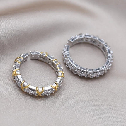 Regulowany pierścień wellness z magnetyczną cyrkonią i terapią jonową tytanu – elegancki wzór w kolorze złotym/srebrnym 5