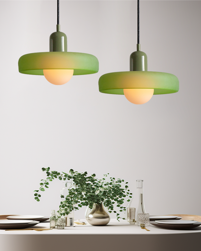 Retro Lampa Wisząca Luccon z Kolorowym Kloszem – Lampa do Salon, Jadalni i Kuchni, Idealna nad Stół, Szklana, 15W 23