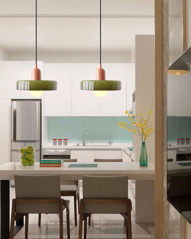 Retro Lampa Wisząca Luccon z Kolorowym Kloszem – Lampa do Salon, Jadalni i Kuchni, Idealna nad Stół, Szklana, 15W 31