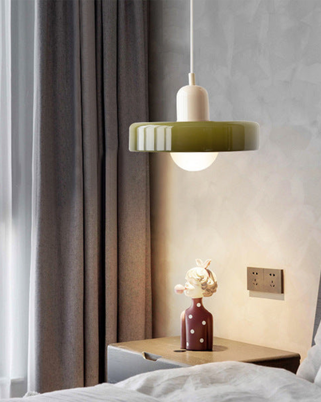 Retro Lampa Wisząca Luccon z Kolorowym Kloszem – Lampa do Salon, Jadalni i Kuchni, Idealna nad Stół, Szklana, 15W 9