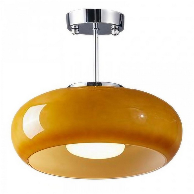Retro Okrągła Lampa Sufitowa Szklana w Bursztynowym Kolorze – Eleganckie Oświetlenie Sufitowe do Salonu 10