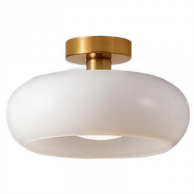 Retro Okrągła Lampa Sufitowa Szklana w Bursztynowym Kolorze – Eleganckie Oświetlenie Sufitowe do Salonu 5