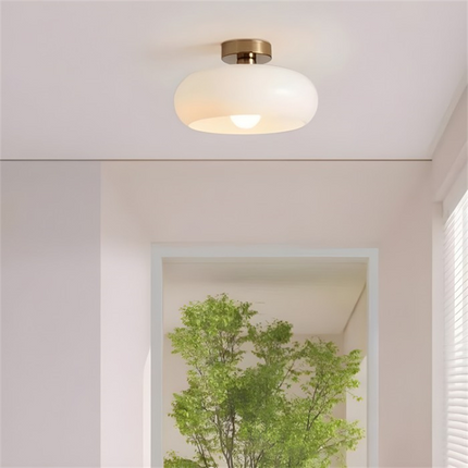 Retro Okrągła Lampa Sufitowa Szklana w Bursztynowym Kolorze – Eleganckie Oświetlenie Sufitowe do Salonu 6
